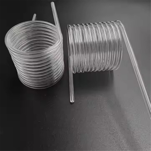 Tubi di vetro a spirale di silice fusa rotondi trasparenti