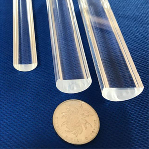  Hastes de vidro de quartzo transparente de meio cilindro