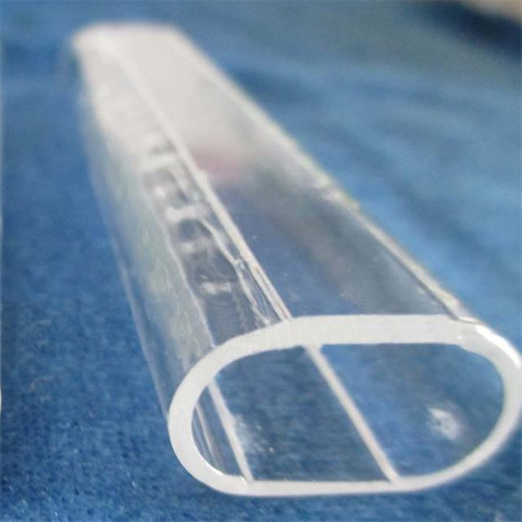 Tubo de vidro de quartzo de forma oval transparente 