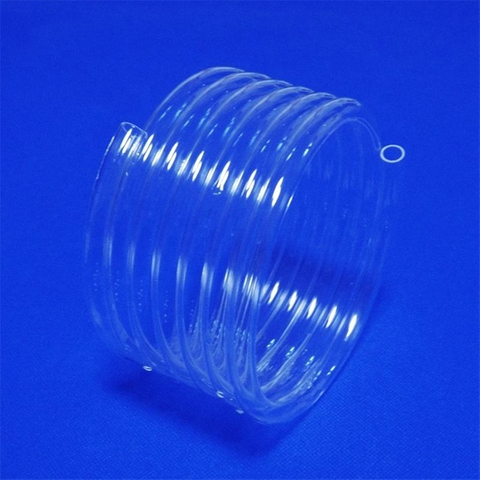 Tube spiral&eacute; en quartz transparent de 200 mm